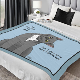 Lustige Katze Muttertag Graue Katze Blau Fleecedecke