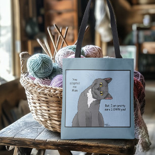 Lustige Katze Muttertag Graue Katze Blau Tasche