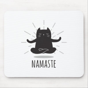 Lustige Katze Namaste Yoga-Posen Buddha-Blumen-Sym Mousepad