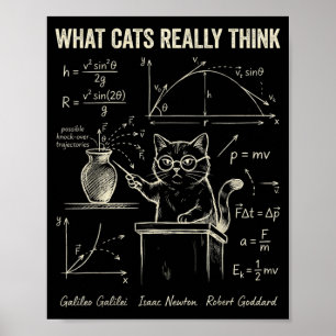 Lustige Katze Physik Humor Was Katzen für Männer d Poster