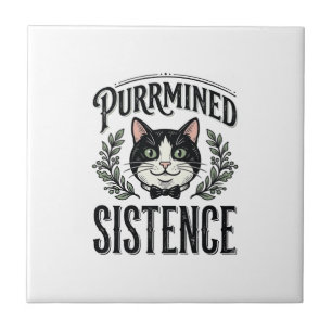 Lustige Katze Purrmined Sistence Vintage Grafik_1 Fliese