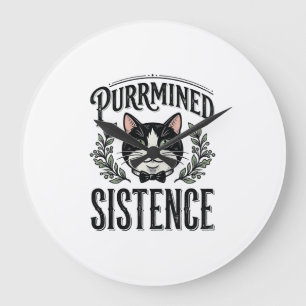 Lustige Katze Purrmined Sistence Vintage Grafik_1 Große Wanduhr
