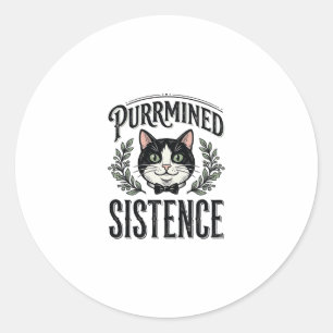 Lustige Katze Purrmined Sistence Vintage Grafik_1 Runder Aufkleber