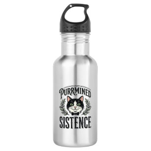 Lustige Katze Purrminierte Existenz Vintage Grafik Edelstahlflasche