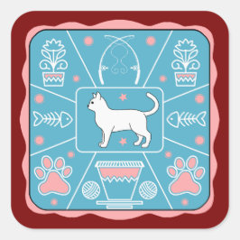 lustige Katze Quadratischer Aufkleber