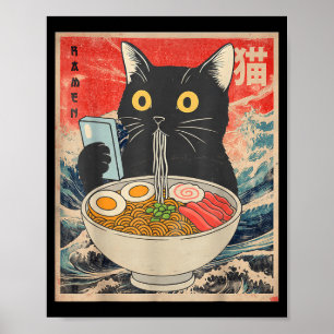 Lustige Katze Ramen Grafik T-Shirts japanische kaw Poster