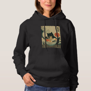 Lustige Katze Ramen Große Welle vor Kanagawa Kunst Hoodie