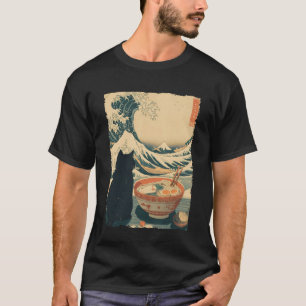 Lustige Katze Ramen Große Welle vor Kanagawa Kunst T-Shirt