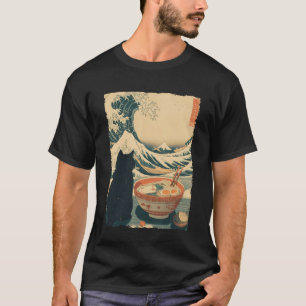 Lustige Katze Ramen Große Welle vor Kanagawa Kunst T-Shirt