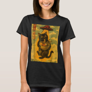 Lustige Katze Ramen Ufo japanischer Anime für Männ T-Shirt