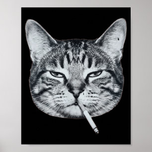 Lustige Katze raucht Zigarette Tabby-Katze Meme Br Poster