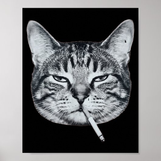 Lustige Katze raucht Zigarette Tabby-Katze Meme Br Poster (Vorne)