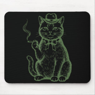 Lustige Katze raucht Zigarette Tabby-Katze Meme Va Mousepad