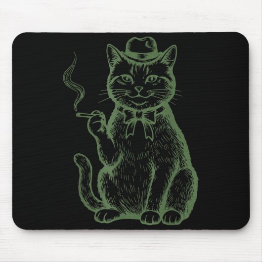 Lustige Katze raucht Zigarette Tabby-Katze Meme Va Mousepad (Vorne)