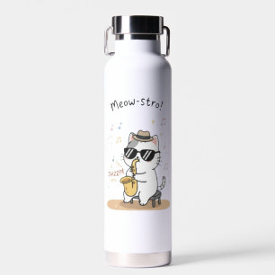 Lustige Katze Saxophon Spieler Jazz Trinkflasche