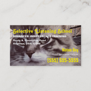 Lustige Katze Selective Listening School Visitenkarte