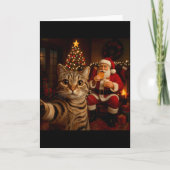 Lustige Katze Selfie Weihnachtsmann Kekse isst Chr Karte (Vorderseite)