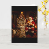 Lustige Katze Selfie Weihnachtsmann Kekse isst Chr Karte (Gelbe Blume)