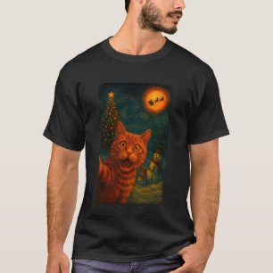 Lustige Katze Selfie Weihnachtsmann Schneemann Ste T-Shirt