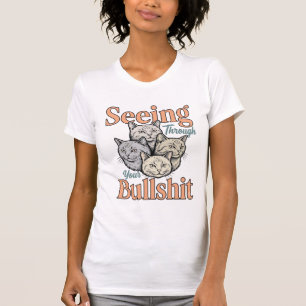 Lustige Katze sieht durch Ihr Vintage-Des T-Shirt