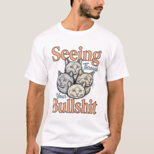 Lustige Katze sieht durch Ihr Vintage-Des T-Shirt