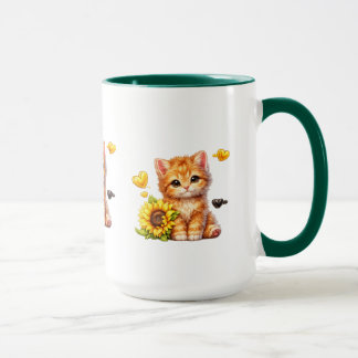 Lustige Katze sitzt auf Kaffeetassen-Kunst Tasse