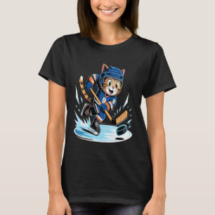 Lustige Katze spielt Eishockey Sportliebhaber T-Shirt