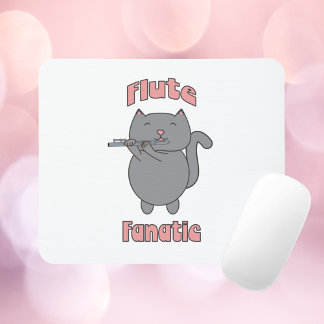 Lustige Katze spielt Flöte Musikliebhaber Musiker Mousepad