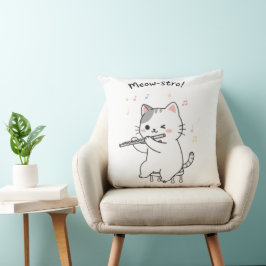 Lustige Katze spielt Flötenkissen Kissen