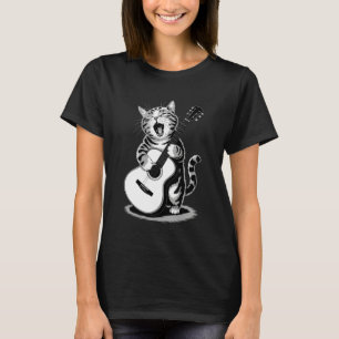 Lustige Katze spielt Gitarre Akustischer Musiker T T-Shirt