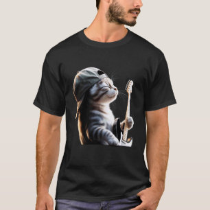 Lustige Katze spielt Gitarre E-Gitarre Akustik für T-Shirt