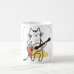 Lustige Katze spielt Gitarre Musikliebhaber Kaffeetasse
