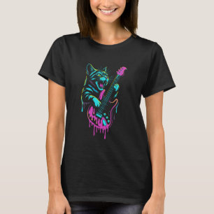 Lustige Katze spielt Gitarre Rock and Roll Drip Re T-Shirt