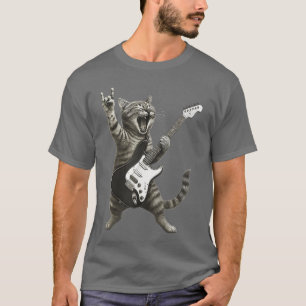 Lustige Katze spielt Gitarre Rock and Roll Geschen T-Shirt