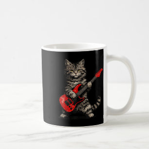 Lustige Katze spielt Gitarre Rock and Roll Männer  Kaffeetasse