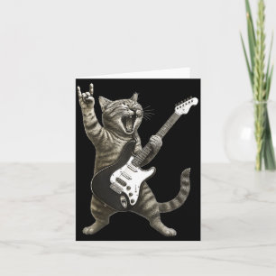 Lustige Katze spielt Gitarre Rock And Roll Männer  Karte