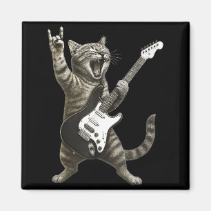 Lustige Katze spielt Gitarre Rock And Roll Männer  Magnet