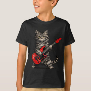 Lustige Katze spielt Gitarre Rock and Roll Männer T-Shirt