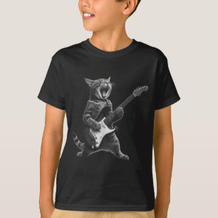 Lustige Katze spielt Gitarre Rock And Roll Männer T-Shirt