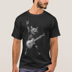 Lustige Katze spielt Gitarre Rock And Roll Musik R T-Shirt