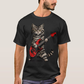 Lustige Katze spielt Gitarre Rock And T-Shirt