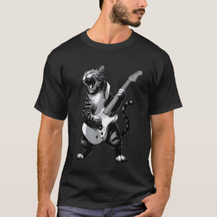 Lustige Katze spielt Gitarre Rockstar Musikliebhab T-Shirt