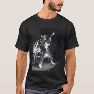 Lustige Katze spielt Gitarre Rockstar Rock & Roll  T-Shirt