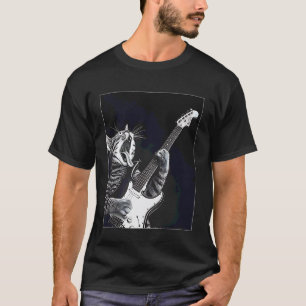 Lustige Katze spielt Gitarre Rockstar Rock & Roll T-Shirt