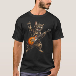 Lustige Katze spielt Gitarre Süße Katze Gitarrist T-Shirt