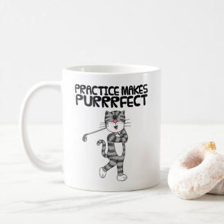 Lustige Katze spielt Golf, Golfer Kaffeetasse