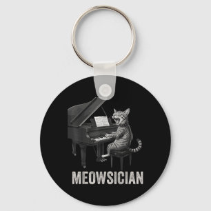 Lustige Katze spielt Klaviermusik Wortspiel Meowsi Schlüsselanhänger