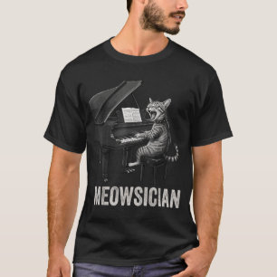 Lustige Katze spielt Klaviermusik Wortspiel Meowsi T-Shirt