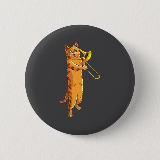 Lustige Katze spielt Posaune Geschenk Coole Katzen Button (Vorderseite)