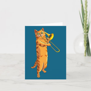 Lustige Katze spielt Posaune Geschenk Coole Katzen Karte